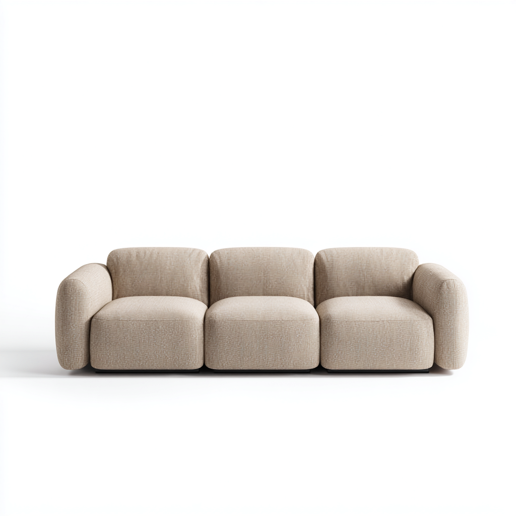 Canapé 3 places tissu 220x95x75 cm - beige - design moderne-Abodeixe