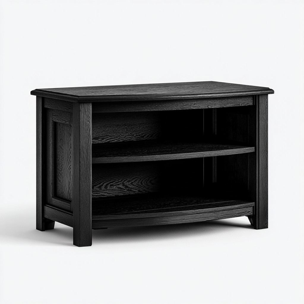 Meuble TV-Bois massif-110x45x62 cm-Noir-Style contemporain-Abodeixe
