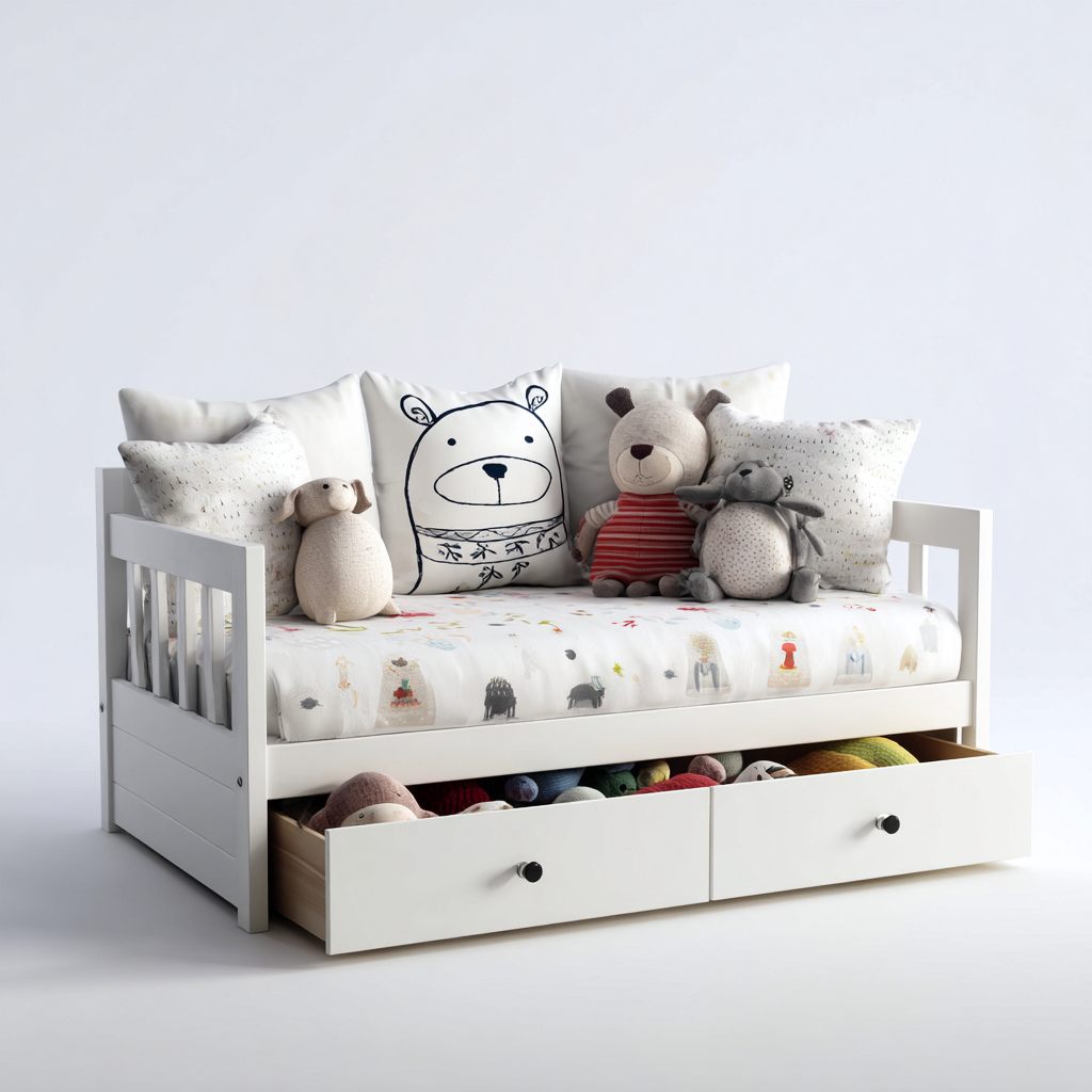 Canapé-lit bois composite 200x95x90 cm blanc pour chambre - design moderne-Abodeixe