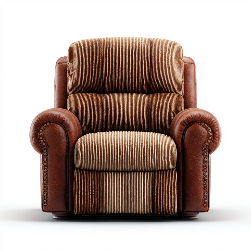 Fauteuil relax tissu-cuir 98x92x103 cm - marron - style classique-Abodeixe