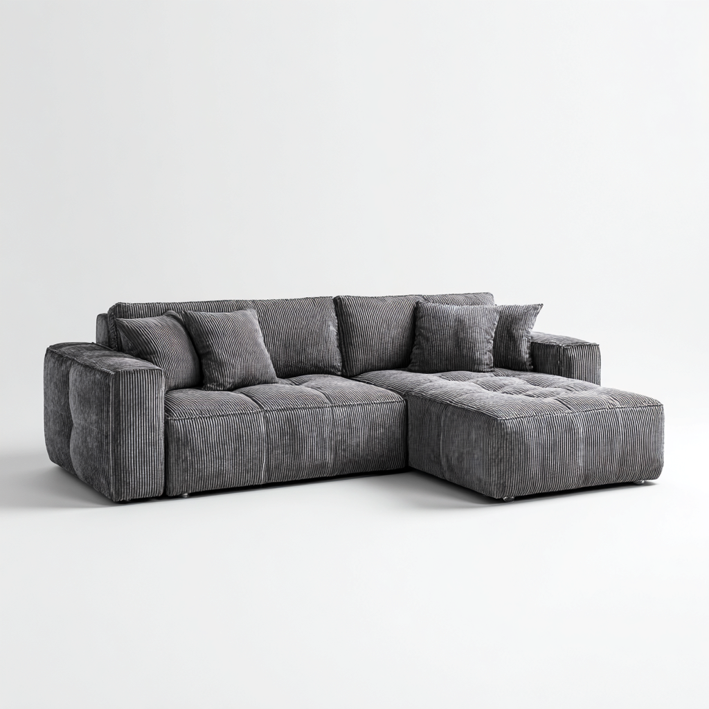 Canapé d'angle tissu 285x170x88 cm - gris foncé - design moderne pour salon-Abodeixe