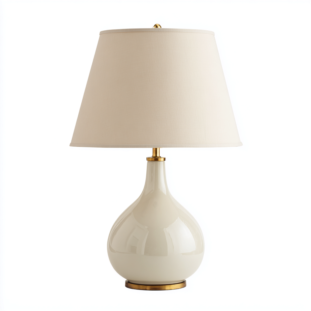 Lampe de table en métal et céramique 18x28x62 cm - doré-blanc-beige - style classique-Abodeixe