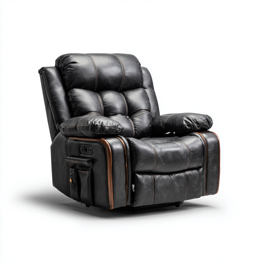 Fauteuil relax cuir 100x94x104 cm - noir - style moderne-Abodeixe