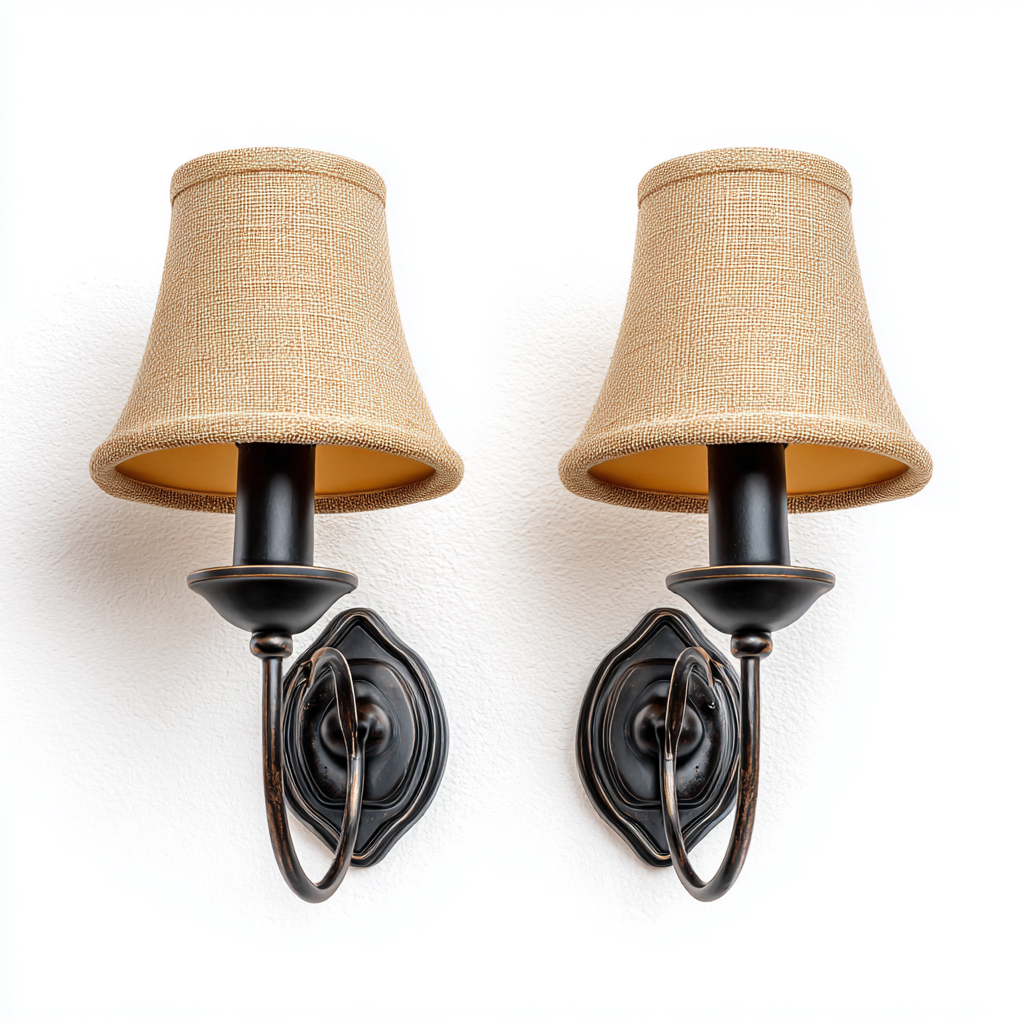 Applique murale metal-tissu 18x20x32 cm - noir-beige - design classique-Abodeixe