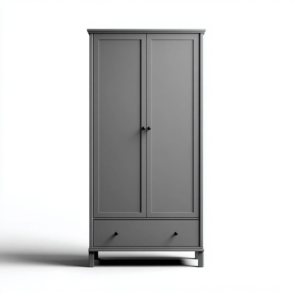 Armoire-bois-95x55x185 cm-gris mat-style classique-Abodeixe