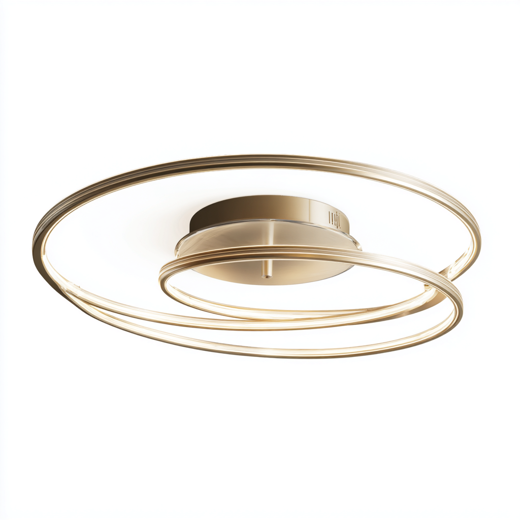 Plafonnier métal 50x50x12 cm - doré - style moderne-Abodeixe