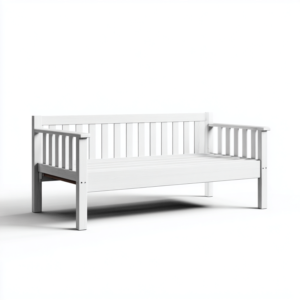 Canapé-lit panneaux bois 210x90x85 cm blanc pour salon style classique-Abodeixe