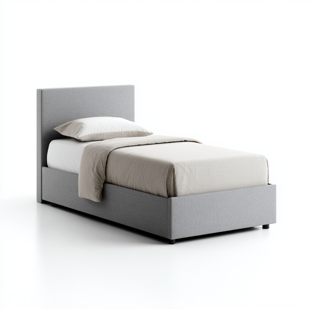 Lit simple rembourré 190x90x95 cm - gris clair - design moderne-Abodeixe