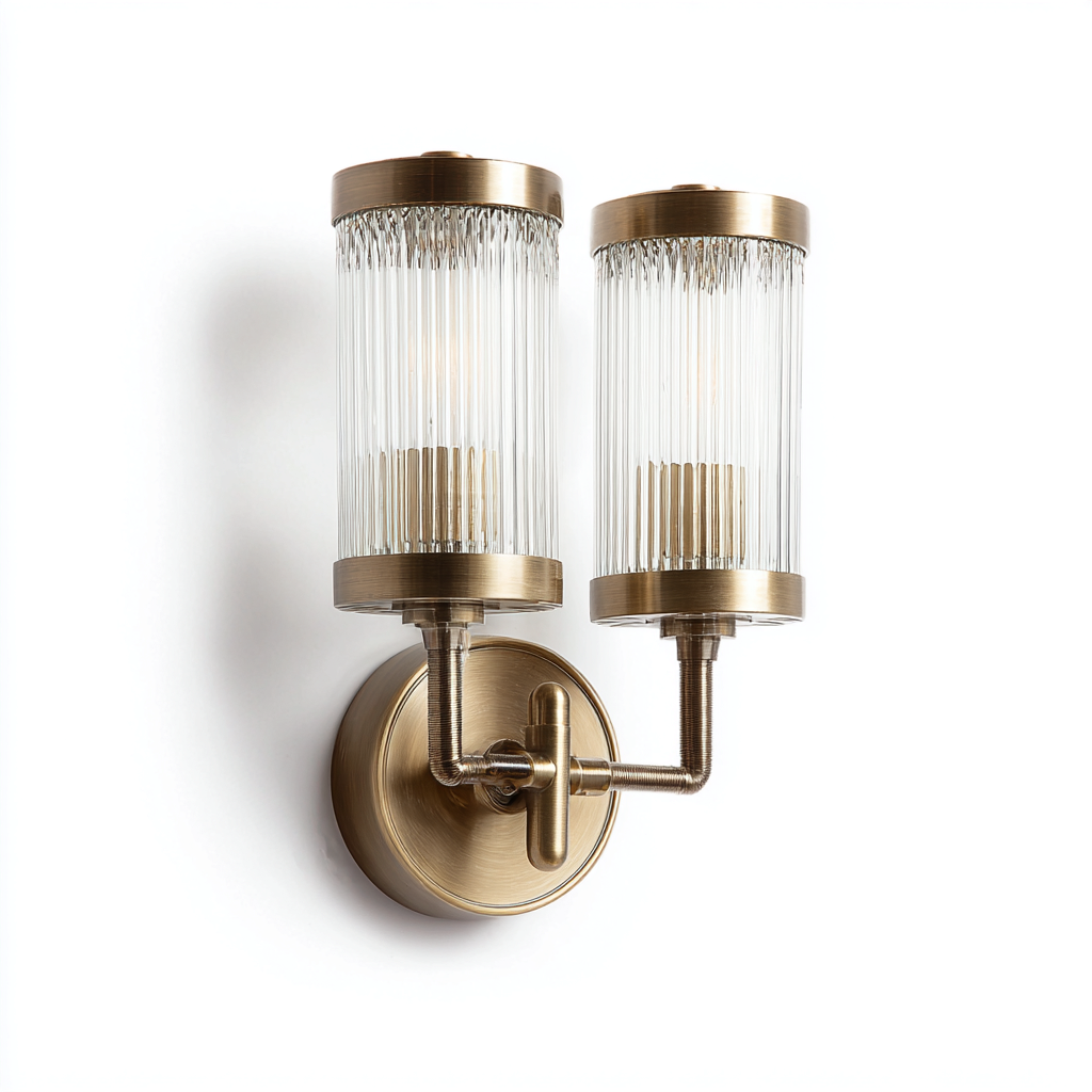 Applique murale en métal et verre 18x10x28 cm - laiton brossé - style contemporain-Abodeixe