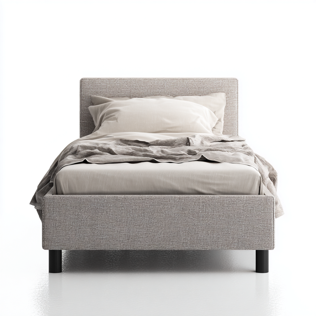 Lit simple rembourré 190x90x95 cm - beige - design moderne-Abodeixe