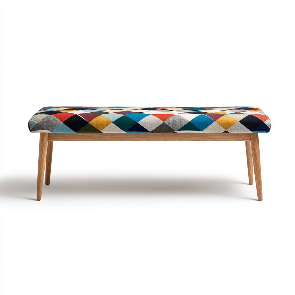 Banc d'entrée tissu motifs losanges 110x40x48 cm - multicolore - design moderne-Abodeixe