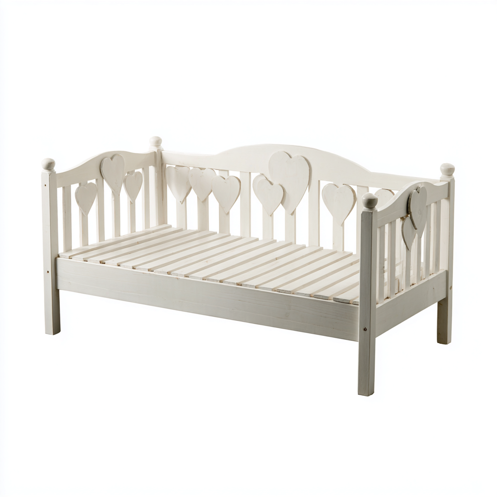 Canapé-lit en bois 195x95x90 cm - blanc - dossier décoratif - design romantique-Abodeixe