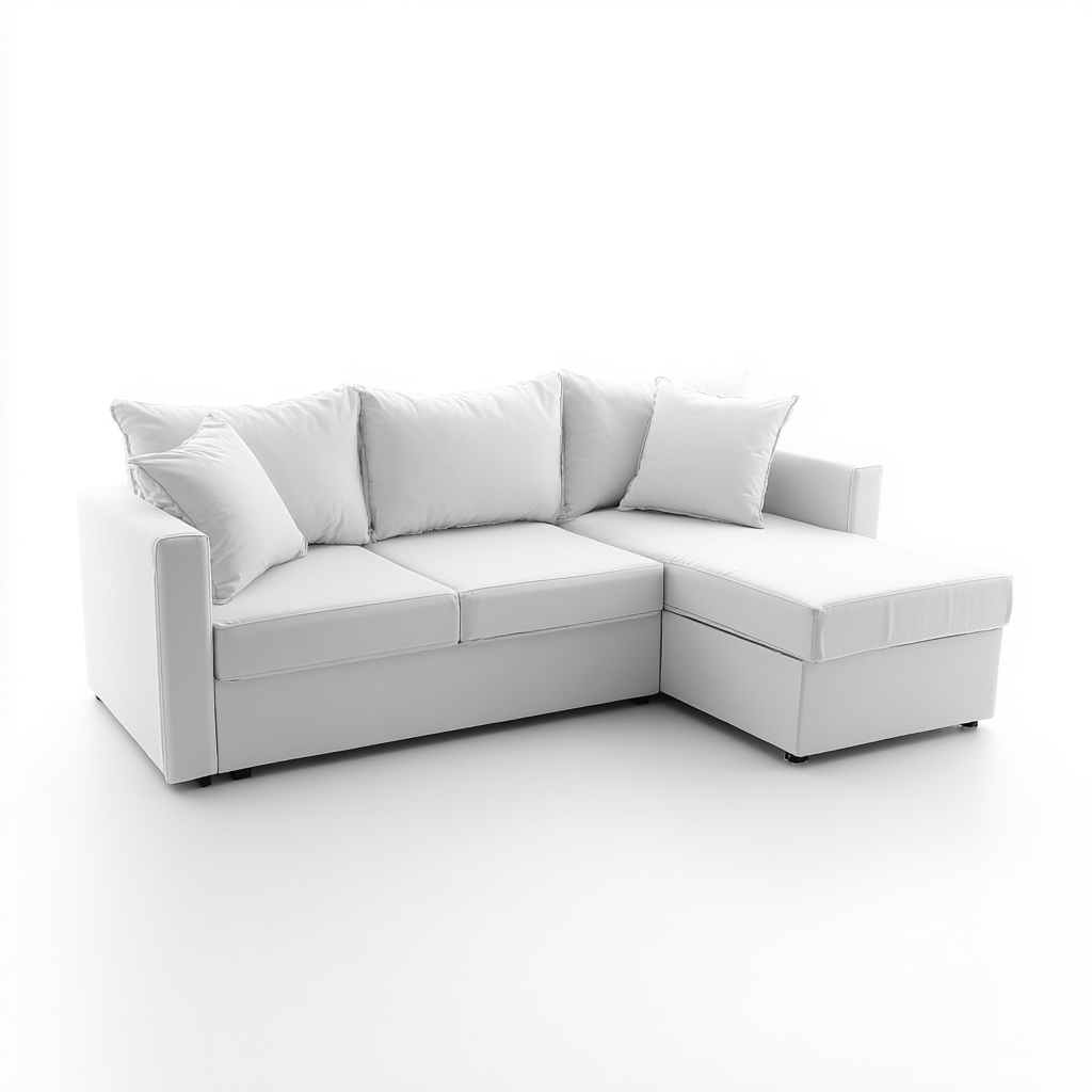 Canapé d'angle tissu 260x160x85 cm blanc - Design moderne-Abodeixe