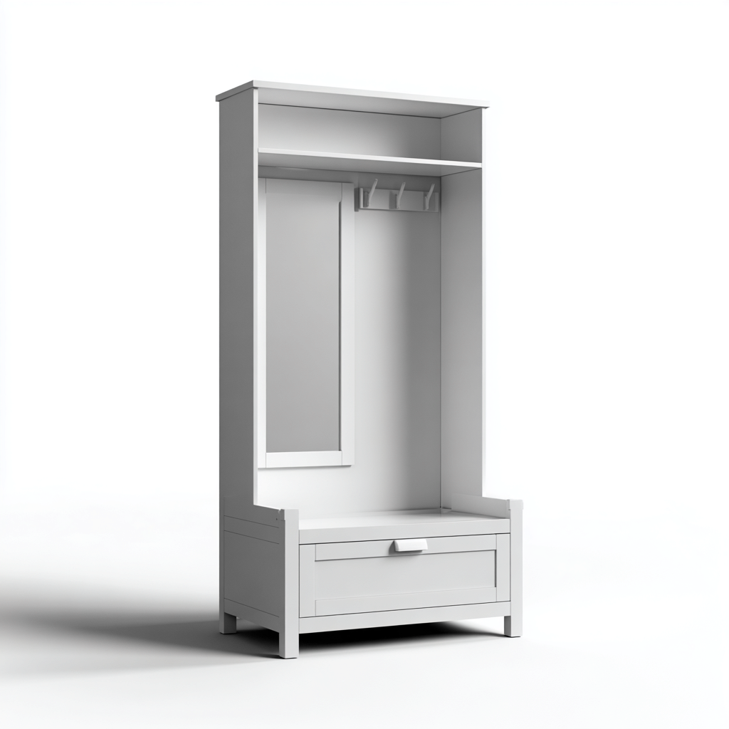 Porte manteau 95x40x185 cm - blanc - design moderne-Abodeixe