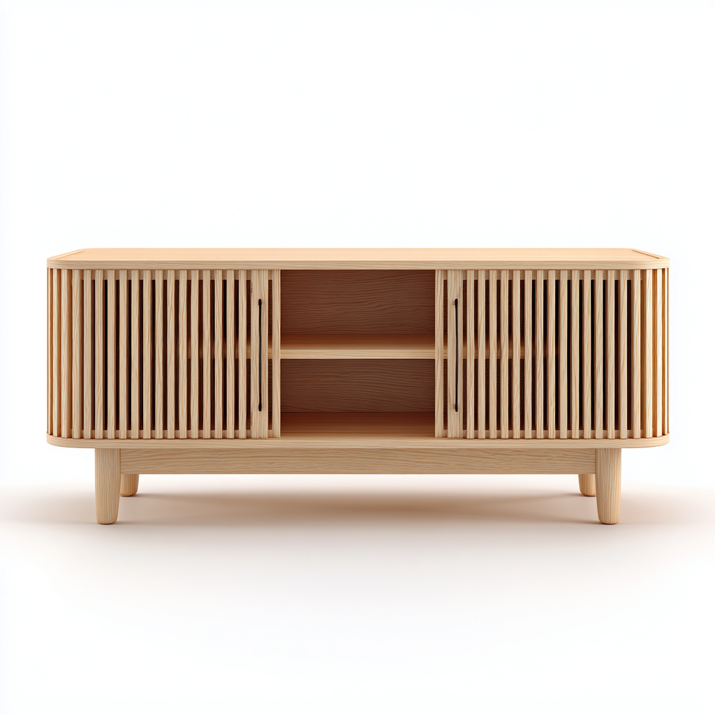 Meuble TV 120x40x45 cm - bois clair - design moderne-Abodeixe