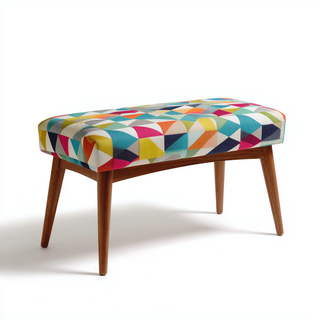 Banc d'entrée-bois-tissu-85x38x45 cm-multicolore-style moderne-Abodeixe