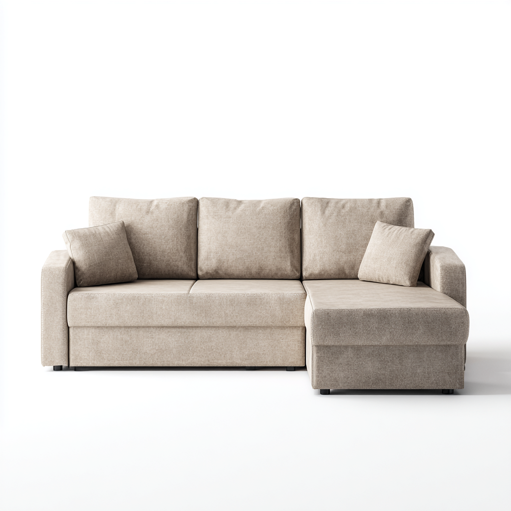 Canapé d'angle tissu 258x162x87 cm - beige - design moderne pour salon-Abodeixe