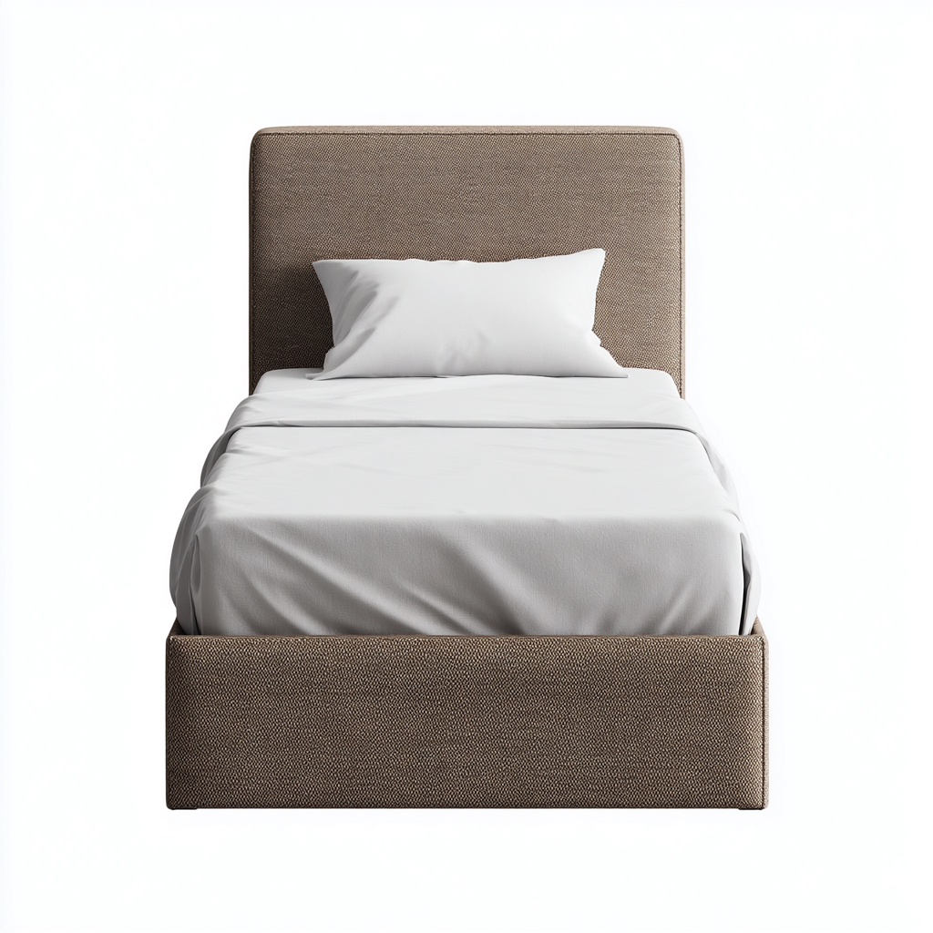 Lit simple rembourré 200x100x110 cm - beige - cadre tapissé - design moderne-Abodeixe