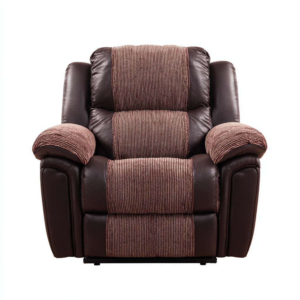 Fauteuil relax tissu+similicuir 100x95x105 cm - brun-café - adapté au salon - design contemporain-Abodeixe