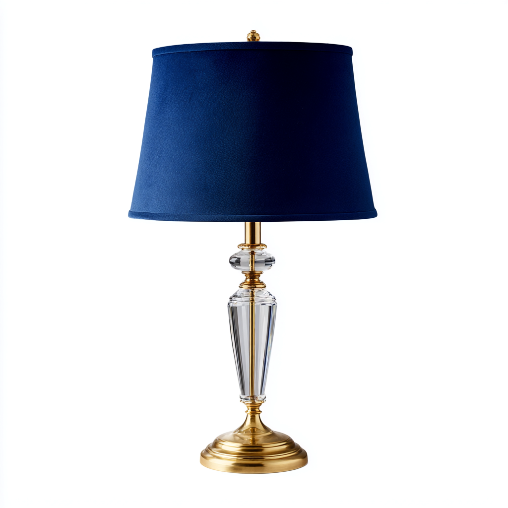 Lampe de table verre-metal 34x34x62 cm - or-bleu - style classique-Abodeixe