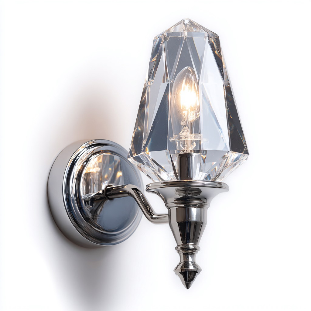 Applique murale métal-verre 13x17x25 cm - argent-translucide - design élégant-Abodeixe