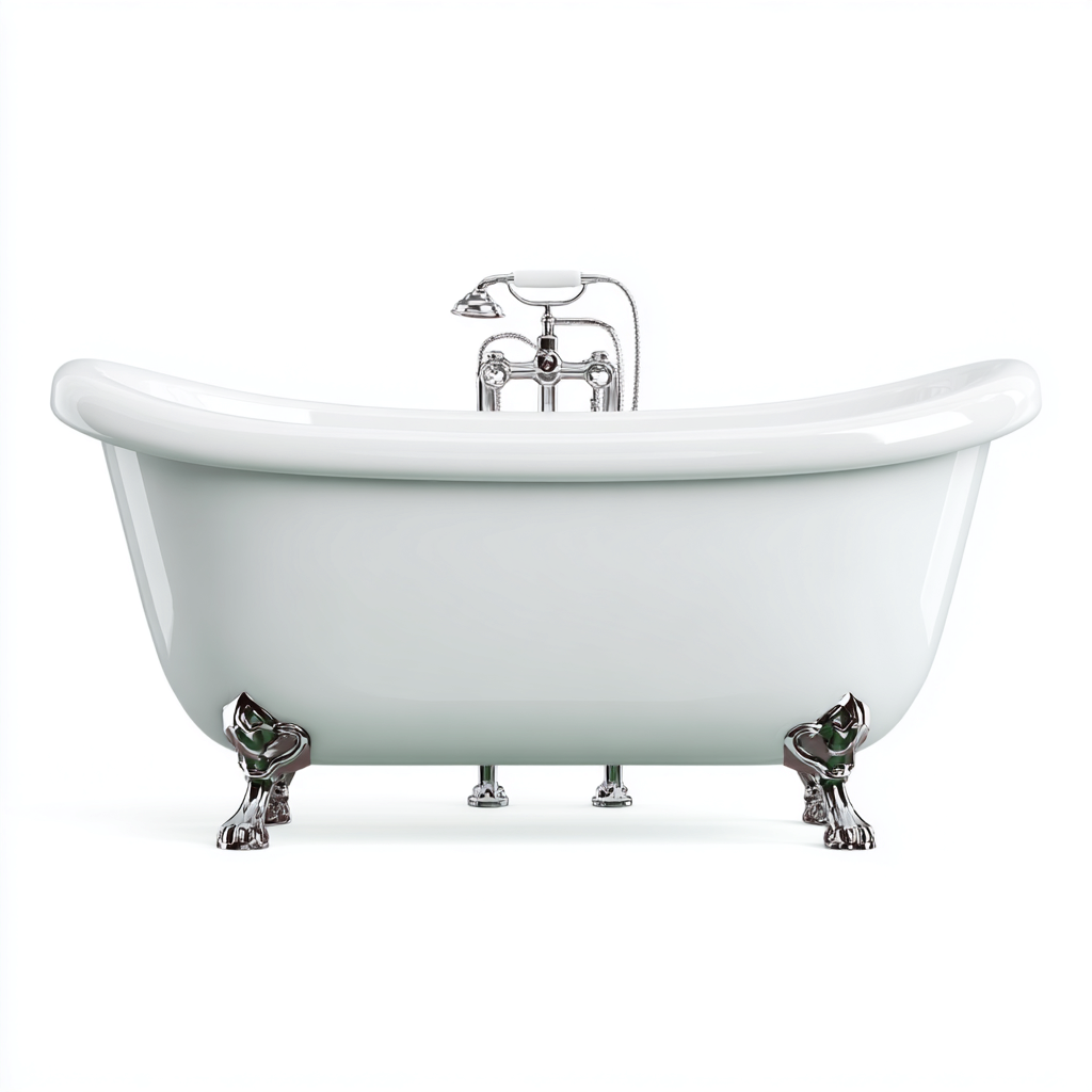 Baignoire acrylique 170x75x80 cm - blanc-chrome - style classique-Abodeixe