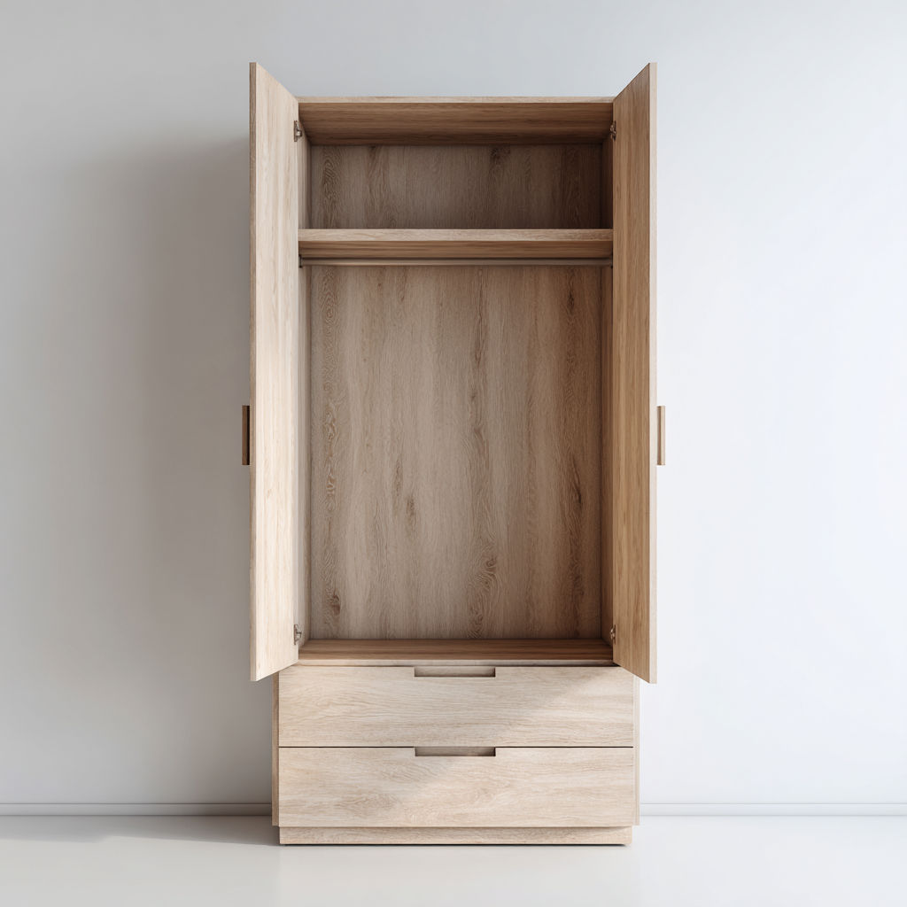 Armoire panneaux bois 100x55x190 cm chene naturel pour chambre style moderne-Abodeixe