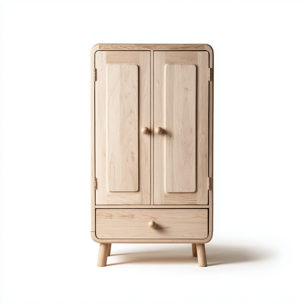Armoire-bois massif-85x45x150 cm-bois naturel-style scandinave-Abodeixe