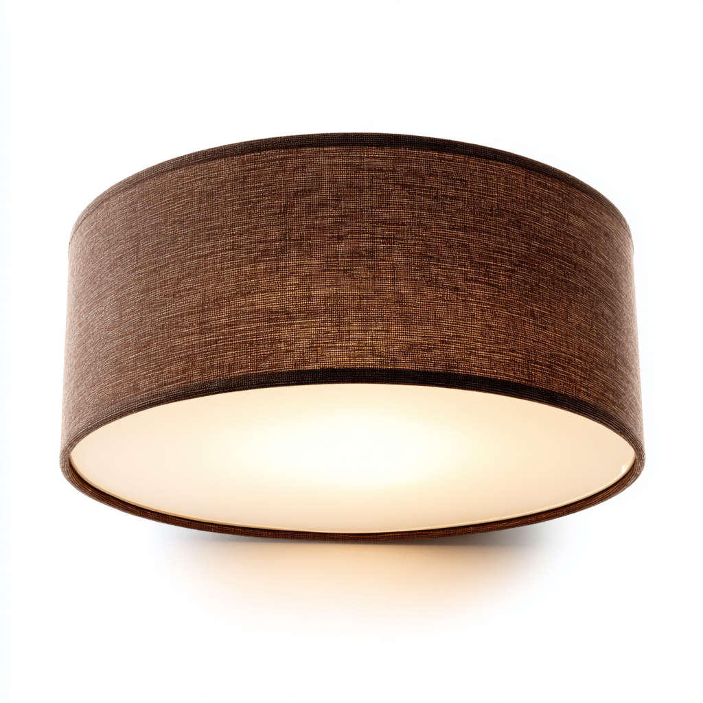 Plafonnier en tissu et diffuseur blanc 42x42x15 cm - marron-blanc - style contemporain-Abodeixe