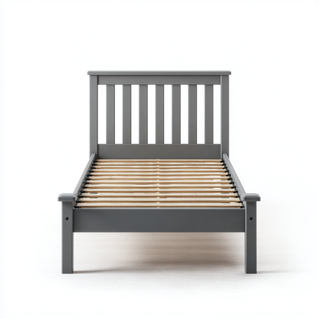 Lit simple bois 200x95x105 cm gris - style classique-Abodeixe