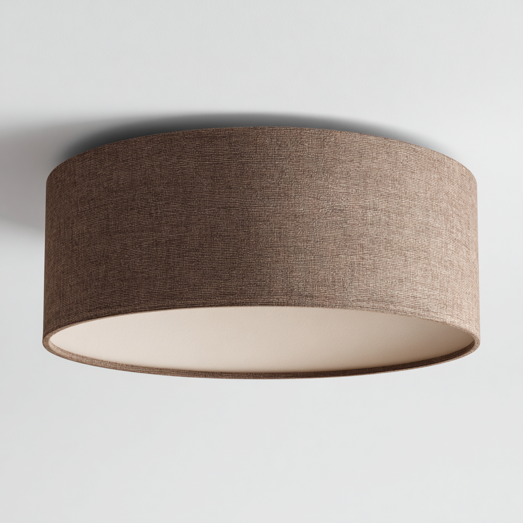 Plafonnier textile 38x38x18 cm - brun - éclairage diffus - design moderne-Abodeixe