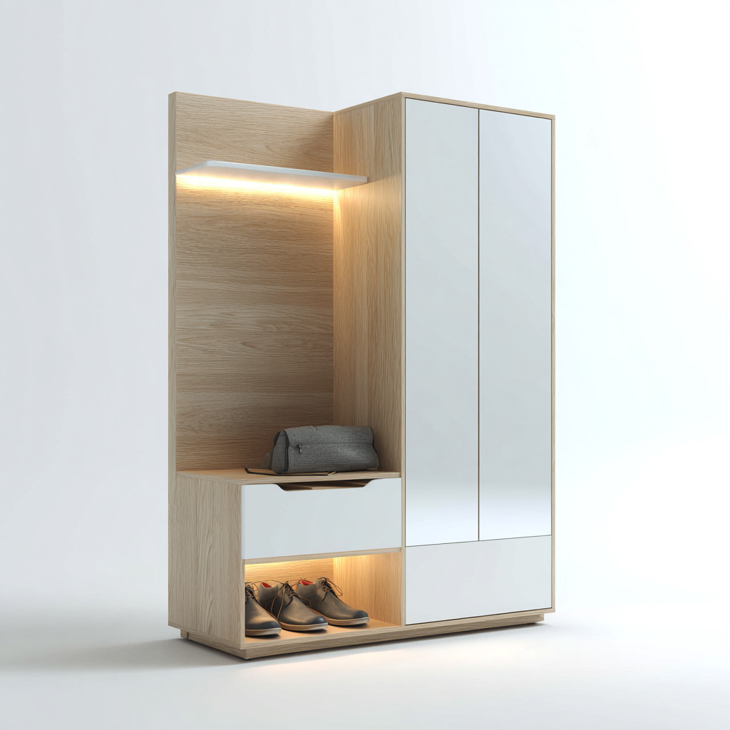 Porte manteau bois 110x40x195 cm - blanc-bois - design moderne-Abodeixe