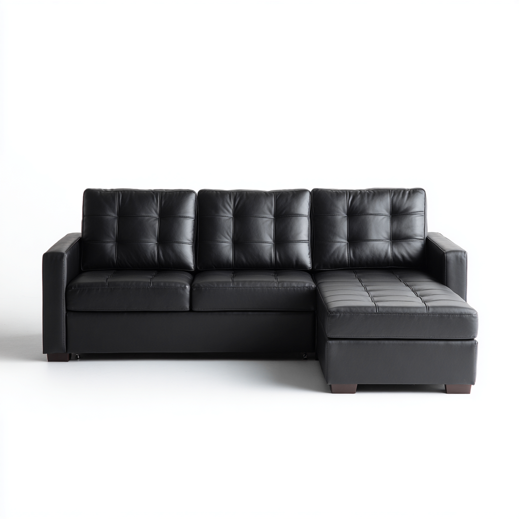 Canapé d'angle simili-cuir 255x160x85 cm noir - Design moderne-Abodeixe