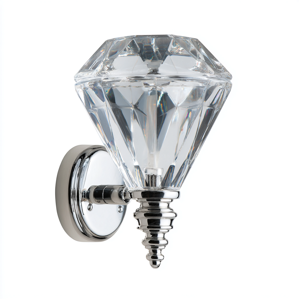 Applique murale métal-verre 14x18x26 cm - argent-translucide - design luxueux-Abodeixe