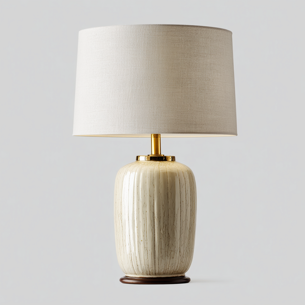 Lampe de table céramique 28x28x50 cm - crème-doré-beige - style élégant-Abodeixe