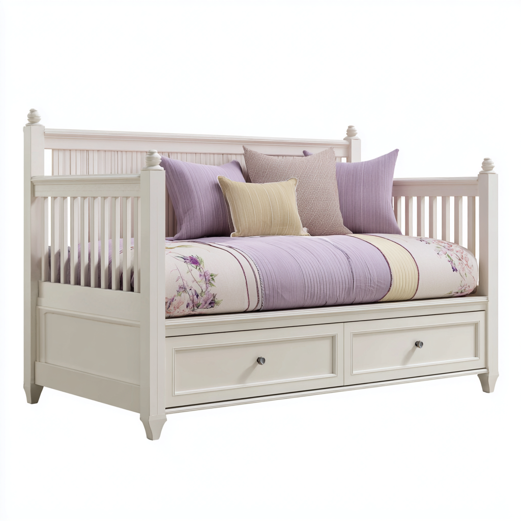 Canapé-lit-bois-200x90x95 cm-blanc-style classique-Abodeixe