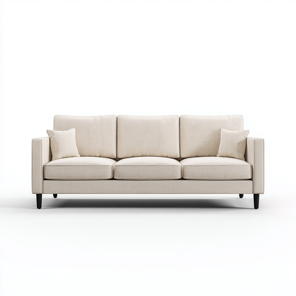 Canapé 3 places tissu 217x89x87 cm - beige crème - design moderne-Abodeixe