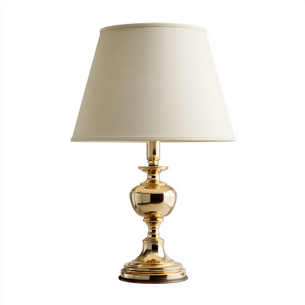Lampe de table métal-bois-tissu 28x28x52 cm - or-marron-beige - design classique-Abodeixe