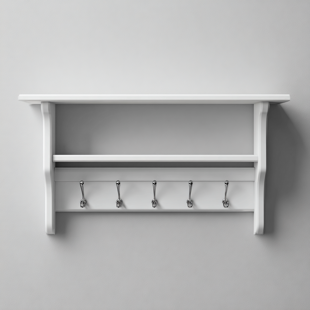 Porte manteau bois 70x20x35 cm - blanc - design classique pour entrée-Abodeixe