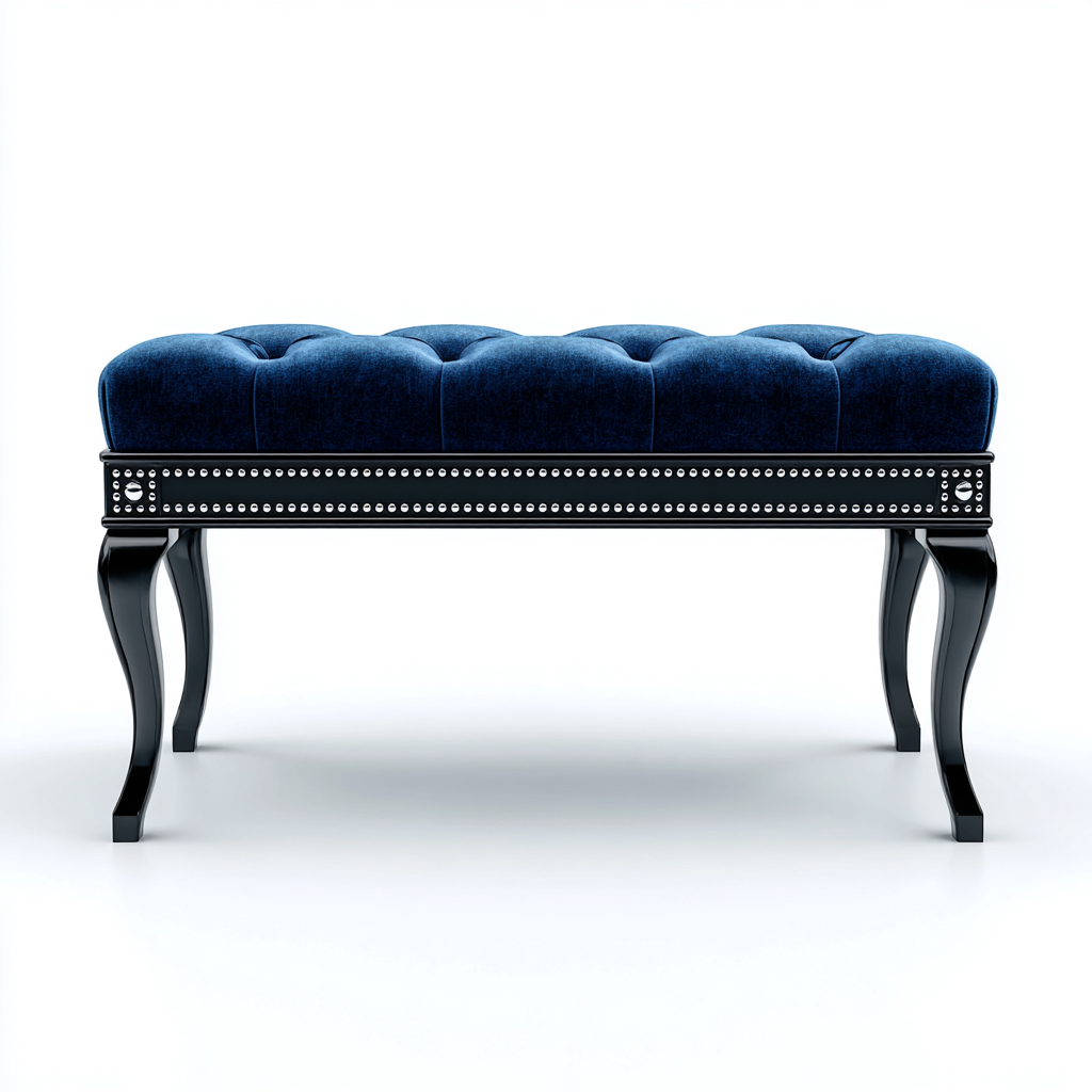 Banc d'entrée velours 100x40x48 cm bleu - design classique capitonné-Abodeixe