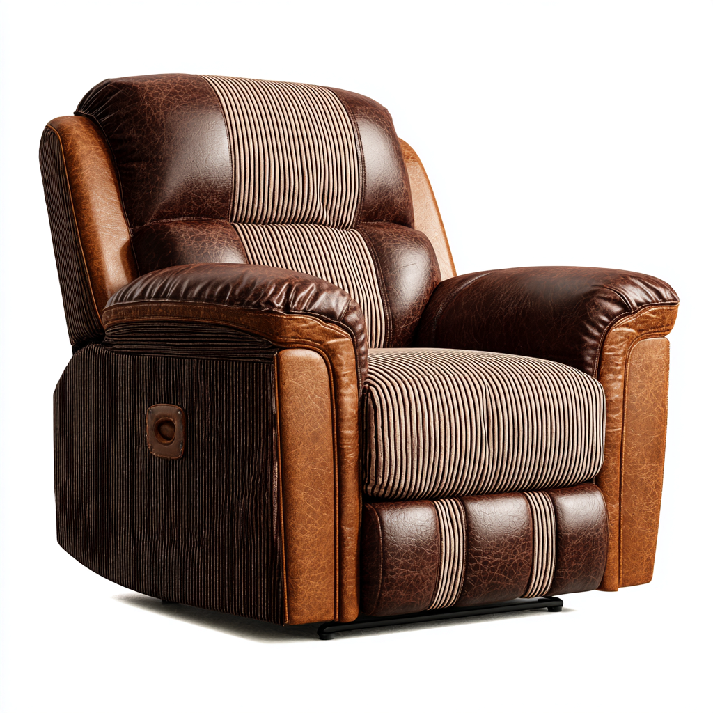 Fauteuil relax simili-cuir-tissu 96x94x104 cm marron - Style classique-Abodeixe