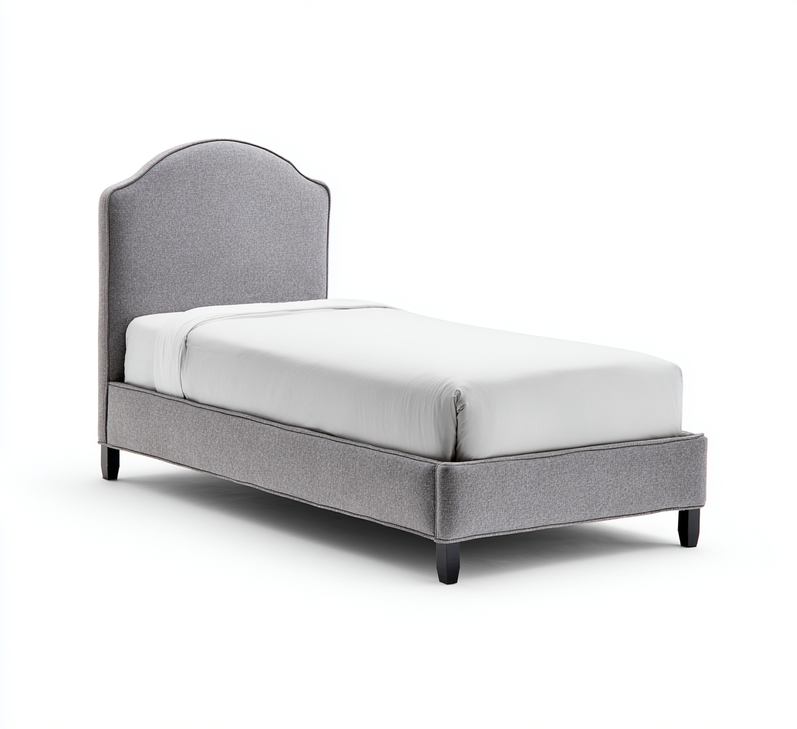 Lit simple revêtement tissu 205x100x110 cm gris pour chambre style moderne-Abodeixe