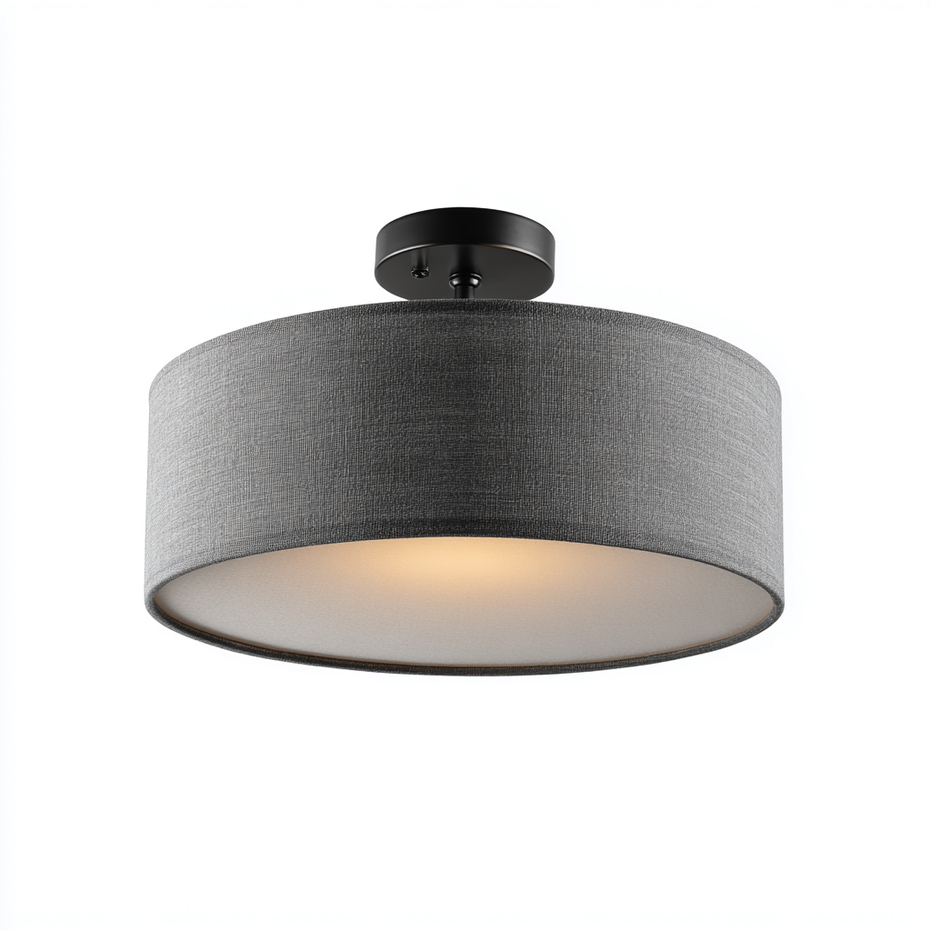 Plafonnier en tissu et métal 38x38x18 cm - gris-noir-blanc - style contemporain-Abodeixe