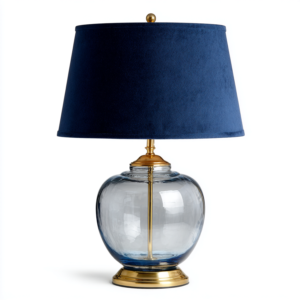 Lampe de table en verre et métal 16x28x55 cm - bleu-doré-transparent - style contemporain-Abodeixe