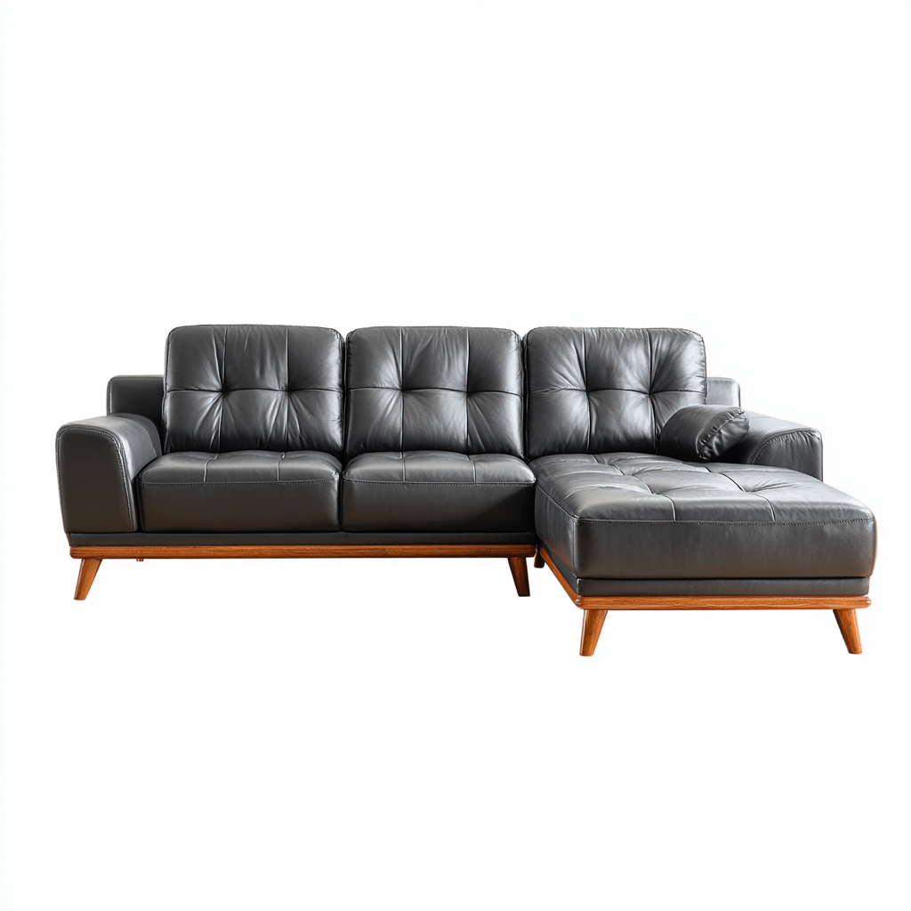 Canapé d'angle cuir 260x165x88 cm - noir - style contemporain-Abodeixe