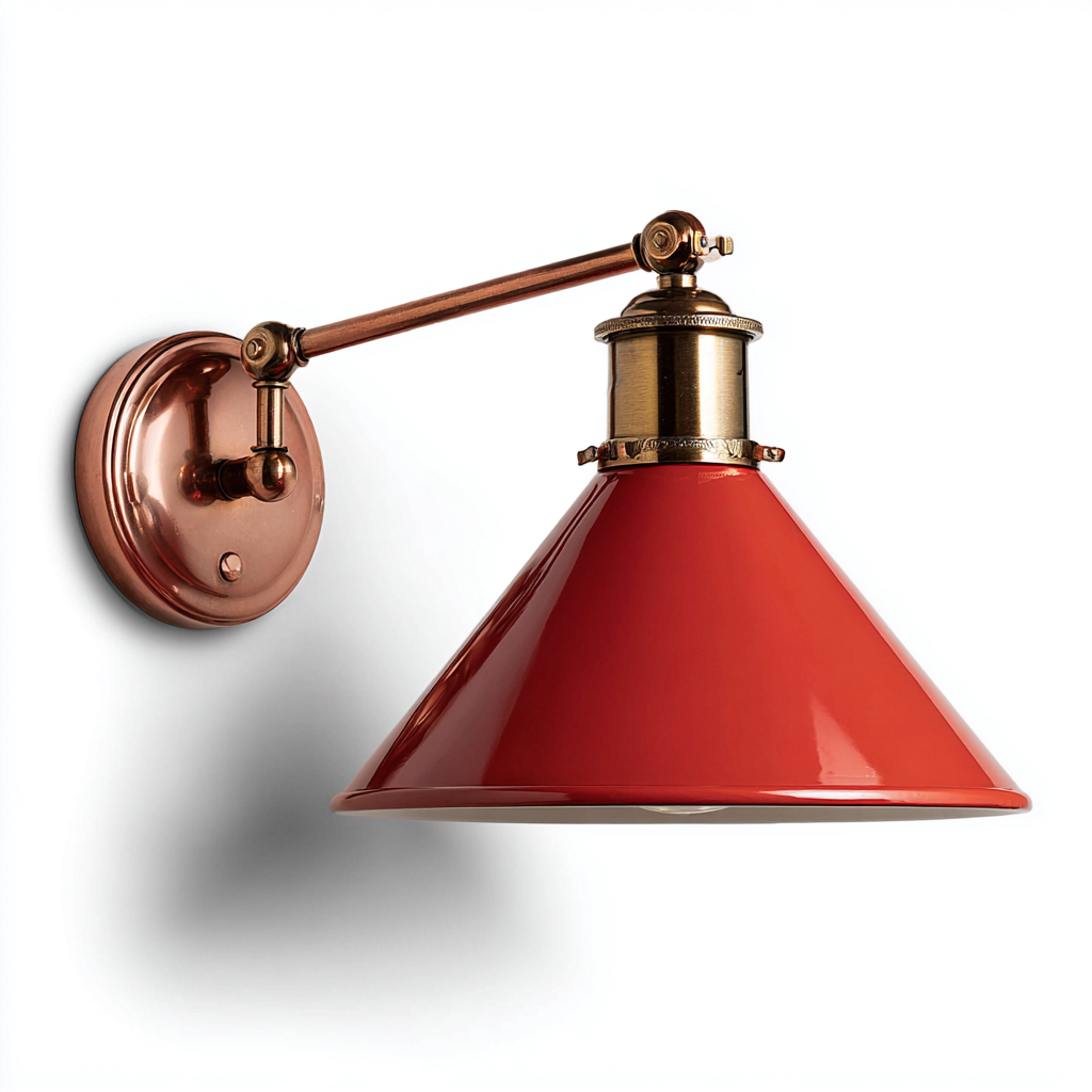 Applique murale métal 24x18x30 cm - rouge-or - style rétro-Abodeixe