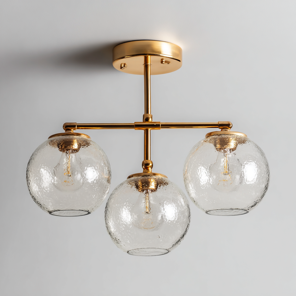 Plafonnier metal-verre 42x42x28 cm - or-translucide - style contemporain-Abodeixe