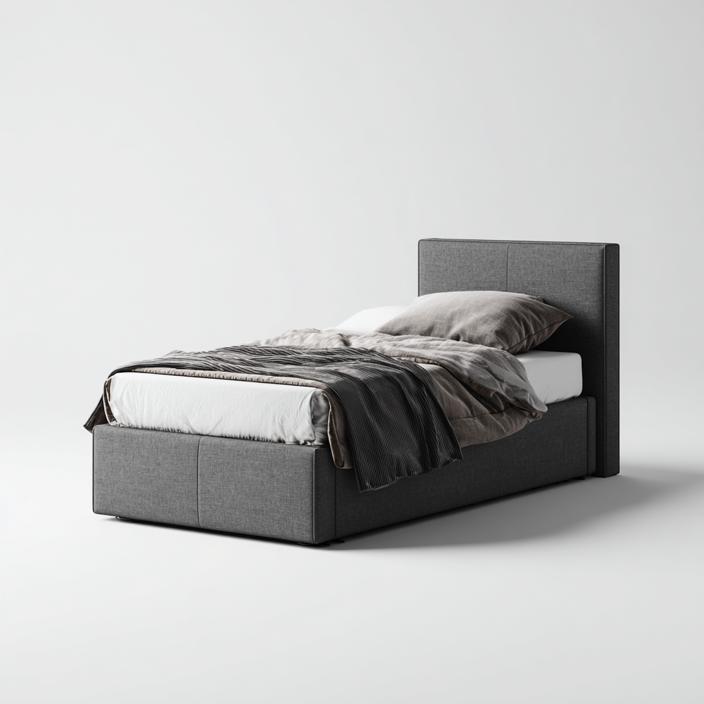 Lit simple tissu 200x100x95 cm gris fonce pour chambre - design moderne-Abodeixe