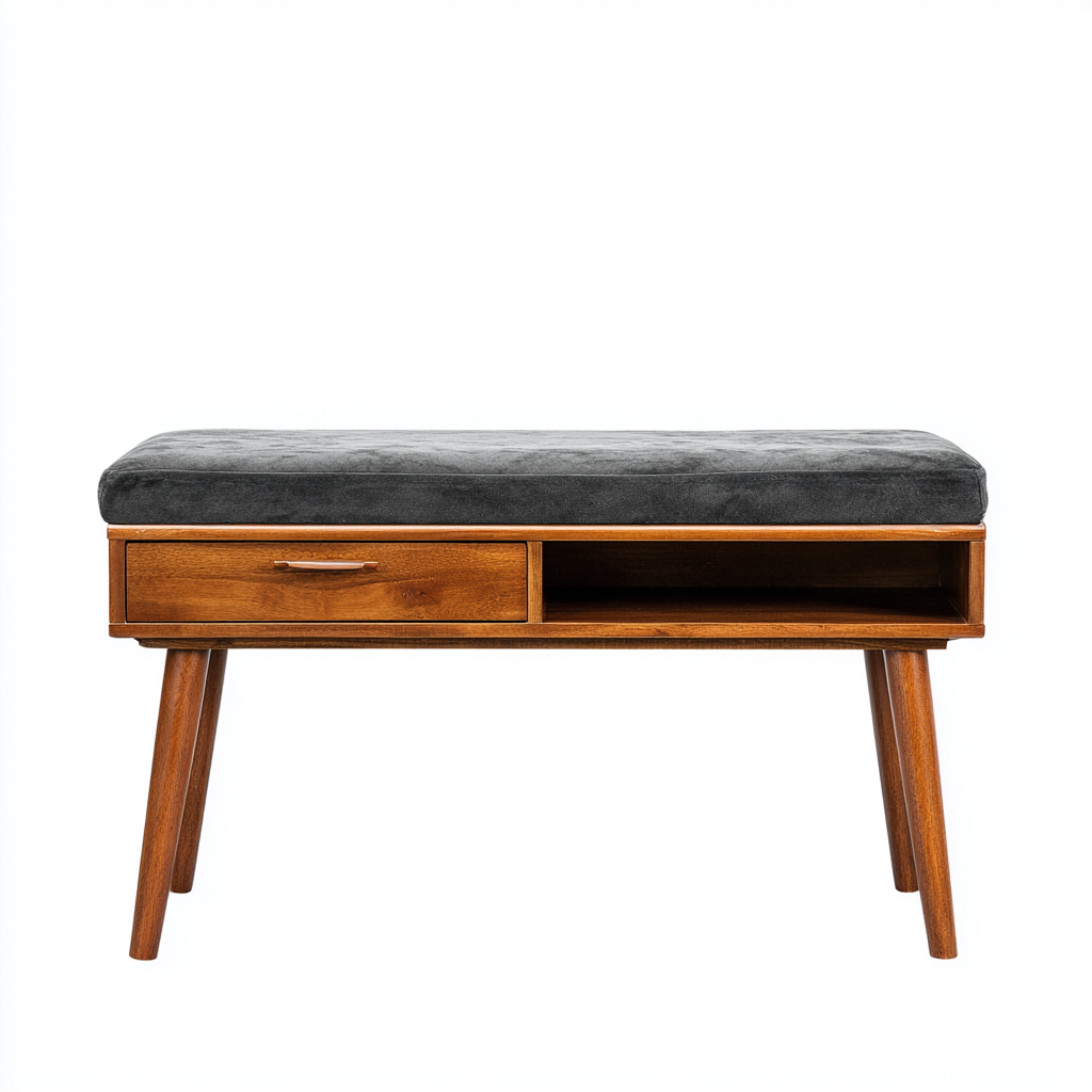 Banc d'entrée bois 90x35x50 cm - gris-marron - design moderne pour entrée-Abodeixe