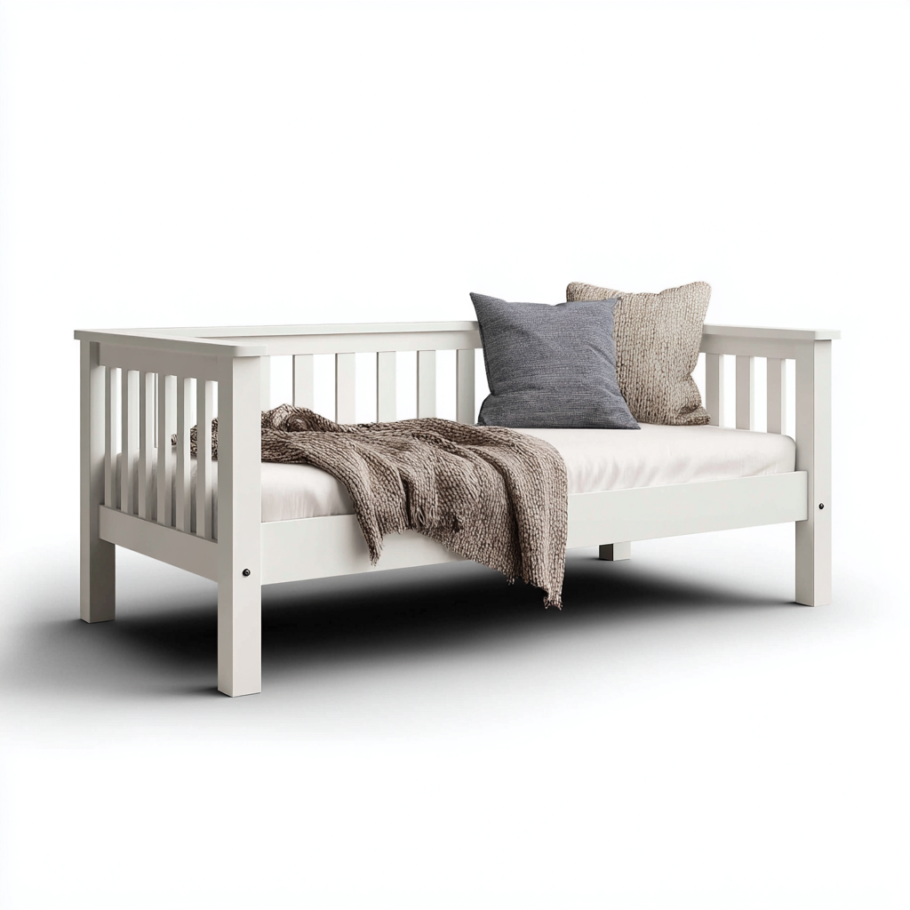 Canapé-lit-bois-205x95x85 cm-blanc-style classique-Abodeixe